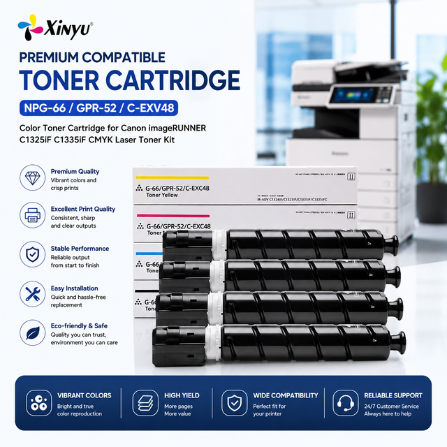 XinYu Compatible NPG-66 GPR-52 C-EXV48 Color Toner Cartridge for Canon ImageRUNNER C1325iF C1335iF CMYK Laser Toner Kit