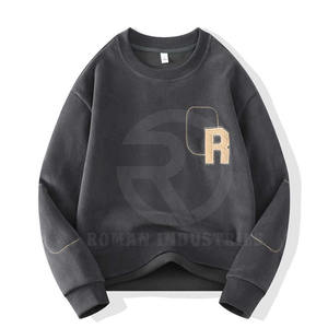 Nouveau sweat à col rond à manches longues pour hommes 100% coton imprimé pull teint uni nouveaux vêtements vierges Design respirant - Product Image 2