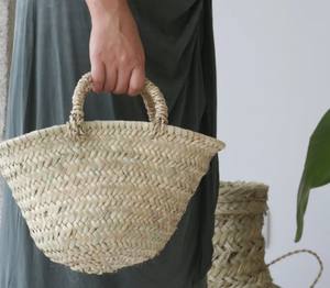 Sac en paille naturel, panier à fleurs, petit sac en paille, sac d'été, panier de rangement, Strohkorb, poche pour pyjama, panier en paille - Product Image 3