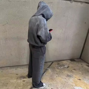 Trajes Deportivos Holgados, Trajes Deportivos Holgados con Lavado Ácido, Bordado de Alta Calidad, Trajes Deportivos Holgados con Pedrería - Product Image 5