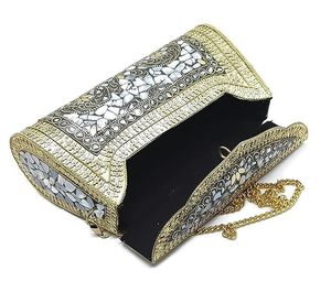 Sac à main en mosaïque d'or de qualité supérieure fait à la main, ornements de bijoux à la mode, M/S SHAAD HANDICRAFTS, élégant pour les mariages et les fêtes - Product Image 4