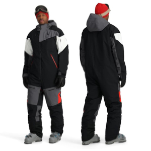 Negro y gris impermeable a prueba de viento transpirable invierno traje de esquí al aire libre para hombres de talla grande chaqueta de una pieza mono deportivo de nieve - Product Image 3