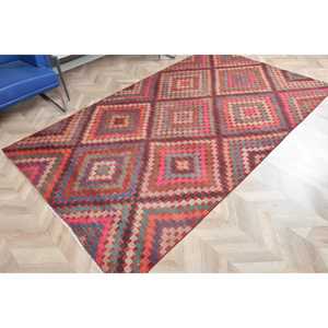 Alfombra Grande Vintage de 4.8x8.6 pies, Alfombra Turca, Alfombra Kilim con Diseño Floral Rojo - Product Image 4