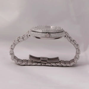 Personalizado completo Iced Out Round Moissanite Diamond Classic Date Buggute Dial Características Reloj de diamantes para hombres Regalo - Product Image 5