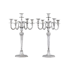 Candélabres antiques en relief à 5 bras en argent, support de bougie en métal, chandelier de fête, candélabres en métal de haute qualité 2023 - Product Image 6