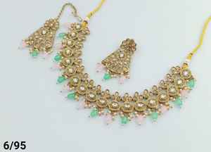Fashion Latest Choker Design Traditional <b>Gold</b> Plated Necklace <b>Jewellery</b> <b>Set</b> for Women - Product Image 3