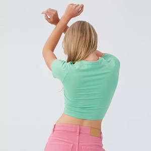 Prix de gros été uni court crop top pour femmes/pas cher prix dernière conception ras du cou femmes crop top - Product Image 2