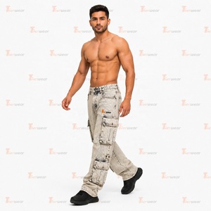 Pantalon cargo en jean pour homme, vente en gros, personnalisable, multi-poches, style utilitaire, coupe décontractée, streetwear, mode - Product Image 5