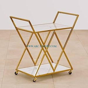 Metal and Marble Decorating Home and Kitchen Food Serving <b>Trolley</b> Attractive New Look Hotels Restaurant Food and Dessert <b>Trolley</b> - Product Image 1