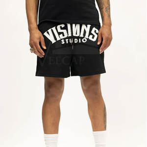 Pantalones Cortos Casuales de Diseño Sólido y Elegante para Hombre, Fabricante OEM, Logotipo Personalizado, Impresión Puff, Cintura Elástica, Personalizados para Exteriores - Product Image 1