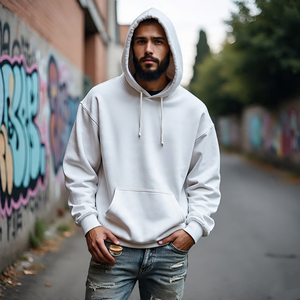 Sudadera con capucha de mezclilla personalizada para hombre, sudaderas de mezclilla rasgadas, sudaderas con capucha de manga larga con dobladillo lavado desgastado para hombre - Product Image 2