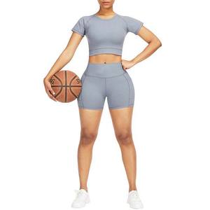 Ensemble 2 pièces de soutien-gorge de sport et short de yoga pour femme, personnalisable, grande taille, séchage rapide, respirant, réversible et léger, vente en gros - Product Image 4