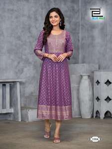Vestido de rayón Kurti de 14Kg para mujer, diseño impreso de lámina, festivales de boda de alta demanda, recepciones, ropa India pakistaní - Product Image 5