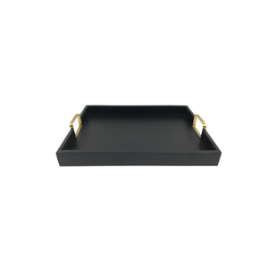Plateau de service couleur noire métal rectangulaire avec support doré ustensiles de cuisine maison et mariage nourriture et boisson plateau de service fait à la main - Product Image 5