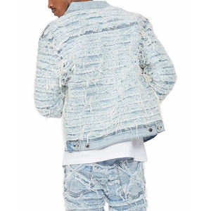 Vestes en jean de haute qualité pour hommes Veste en jean vintage en détresse Veste en jean coupe-vent coupe ajustée pour hommes - Product Image 2