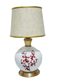 Elegante lámpara de mesa con base de latón con diseño costero LED azul negro pantalla Floral para dormitorio Hotel y decoración de restaurante - Product Image 4