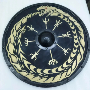 Bouclier Viking CH en bois peint antique, décoration ronde pour Halloween, cadeau pour cosplay viking par Calvin Handicraft - Product Image 6