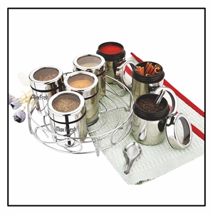 Maxfresh 7-Dabba Alambre de Plata Redondo Masala Dabba Set 7 Cucharas Hogar Cocina Ecológico Especias Herramientas Material Plástico - Product Image 3