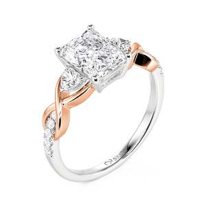 แหวนหมั้นเพชรเจียระไนสามเม็ดทรงอินฟินิตี้สองสีจาก Jeulia - Product Image 2