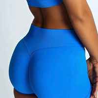 Short de yoga sans couture taille haute pour femme pour short d'entraînement Impact Gym avec logo en Spandex/Nylon à motif solide Scrunch Bum
