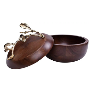 Dernier bol en bois d'acacia de conception la plus récente avec le support en métal pour les hôtels décoratifs de maison disponibles à un prix très abordable - Product Image 3