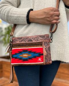 กระเป๋าหนังชาวแอซเท็กแบบตะวันตกสไตล์วินเทจสีน้ำตาลกระเป๋าคล้องมือกระเป๋าคลัทช์สายหนัง - Product Image 2