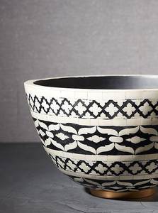 Ensaladera con diseño de tendencia con incrustaciones de hueso hechas a mano, cuenco de Chocolate redondeado para el hogar, Hotel y restaurante decorativo - Product Image 6