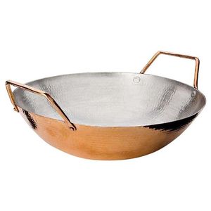 Vente de qualité supérieure Logo personnalisé Acier Cuivre Kadai Karahi avec poignée en laiton Finition Cuivre Polonais Chaud Froid Alimentaire Serveware - Product Image 6