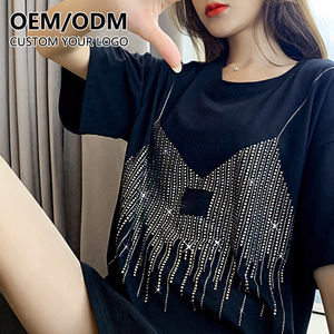 Hombres moda algodón brillo Bling Shine camisetas patrón personalizado Hot Fix Rhinestone transferencia manga corta Casual Wear hombres camiseta - Product Image 4