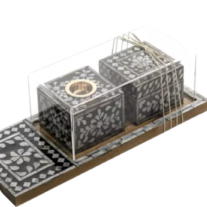 Brûleur d'encens en bois personnalisable fait à la main avec incrustation d'os de nacre porte-encens Bakhoor toutes saisons pour l'automne printemps été - Product Image 4