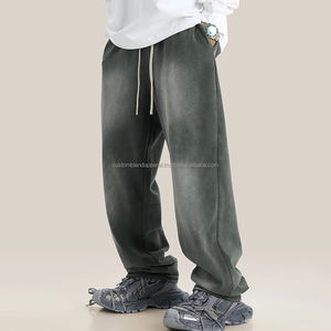 Pantalon de jogging oversize pour homme, délavé à l'acide, effet soleil, 100% coton mi-lourd, style vintage, coupe large et ample, pour l'hiver - Product Image 3