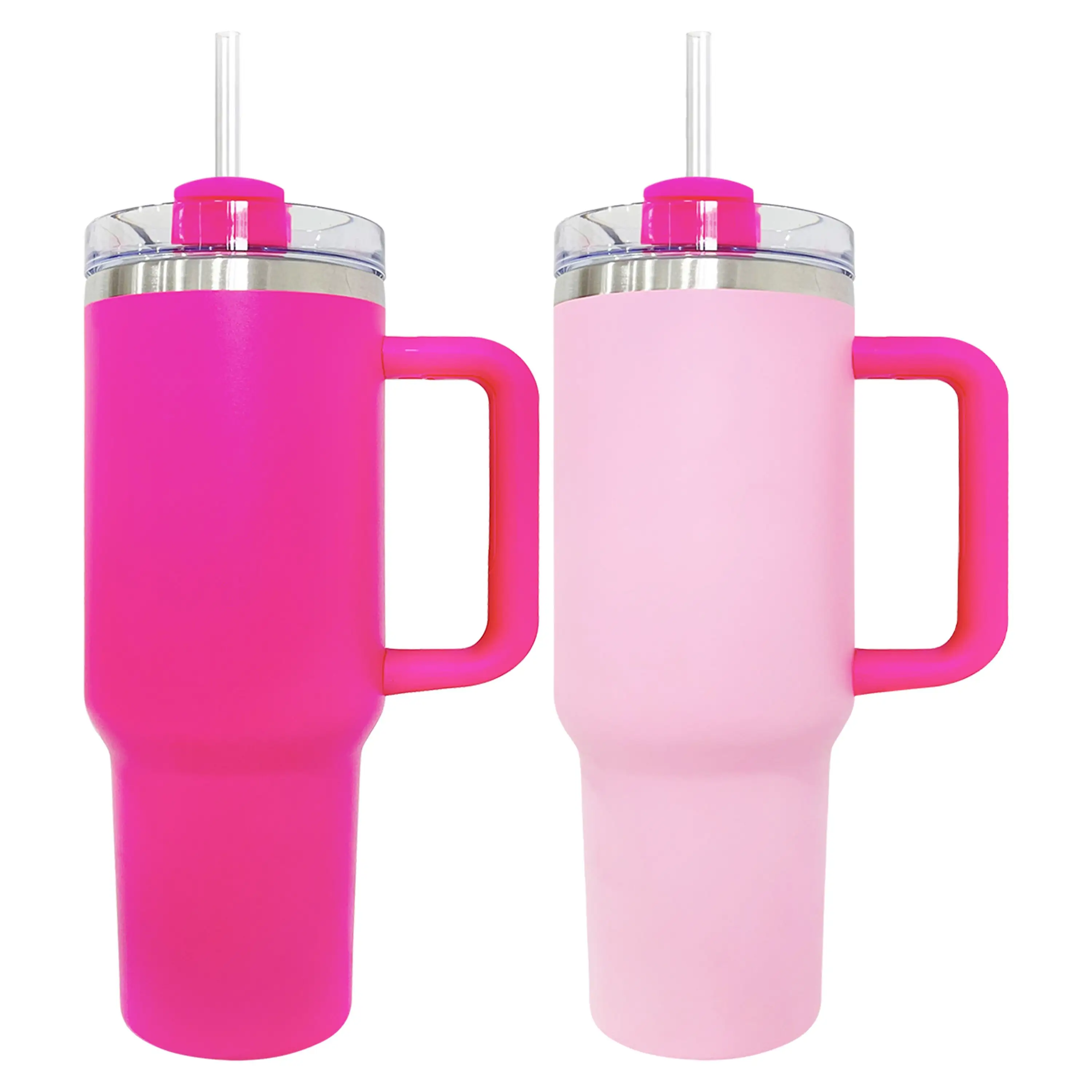 40oz Quencher Dupes Barbie inciso al Laser rosa caldo in acciaio inossidabile Vaccum bicchiere isolato con manico