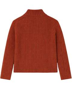 Suéter Cárdigan de Punto Acanalado con Cierre para Mujer, Cuello Alto, Manga Larga, Suave, Cálido para Invierno, Informal, Color Rojo Óxido - Product Image 6