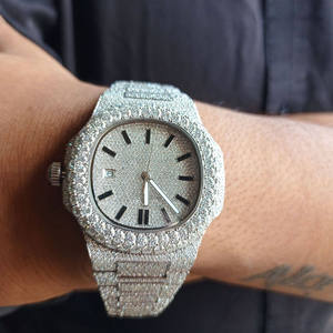 Reloj de diamantes VVS Moissanite de fabricación india, cristal de acero inoxidable, reloj de diamantes ecológico ligero de nueva moda - Product Image 4