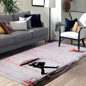 Alfombra Colorida de Lluvia de Banksy: Alfombra de Chenilla Impresa en 3D, Alfombra Delgada No Tejida - Product Image 2