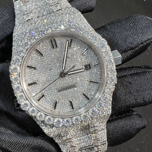 Montre Hip Hop personnalisée avec diamants Moissanite, montre de luxe pour hommes, boîtier carré en diamants VVS, bracelet en acier inoxydable, verre Miyota, cadeau - Product Image 3