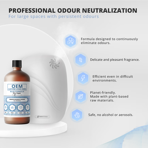 Neutraliseur d'odeurs à vapeur sèche formule bleue : odeurs de sueur, de fèces, de fumée et de solvants - Bouteille de 1L - OEM / Marque privée - Product Image 4