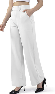 Pantalons de travail décontractés pour femmes, coupe droite, jambes larges, à enfiler, avec poches, vente en gros - Product Image 3