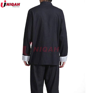 Bộ đồ Kung Fu cotton lanh Nam Đồng phục võ thuật Trung Quốc truyền thống tay áo cuộn lên nút đóng cửa phù hợp với quần - Product Image 5