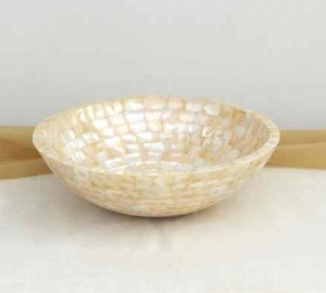Tazón para Servir Hecho a Mano, Ecológico, de Nácar Natural y Madera, para Ensaladas, Restaurantes, Hoteles y Uso Doméstico, Apto para Alimentos - Product Image 1