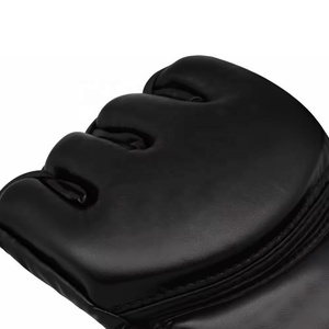 Guantes de cuero de vaca de medio dedo MMA hechos a medida de alta calidad Guantes de boxeo de lucha para adultos de talla grande profesionales Artes marciales - Product Image 4