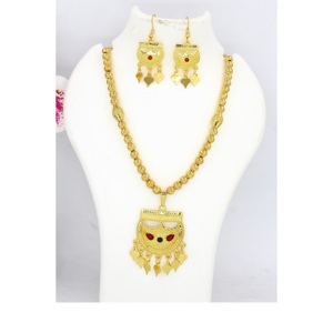 Charm Pendant set joyería chapada en oro indio Dubai árabe joyería colgante conjunto pendientes collar cadena para mujer - Product Image 3