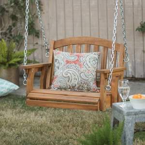 Handcrafted porch wooden <b>swing</b> for relaxing outdoor seating with rustic charm and weather-resistant durable <b>wood</b> finished - Product Image 5