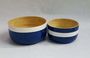 Bols bleus de haute qualité bol de service à salade en bambou filé ensemble de vaisselle en gros de haute qualité fabriqué au Vietnam - Product Image 5