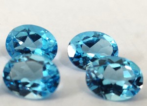 Topacio azul suizo de gran calidad natural, corte ovalado, 7x9mm, facetado, Topacio Azul suizo suelto, corte ovalado - Product Image 6
