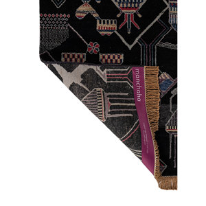 Manchaha Geometric Wool Bamboo Silk Hand Knotted Rugs High Grey Black Rectangle <b>Carpet</b> for Home Living Room Hallway-Les-2781 - Product Image 5
