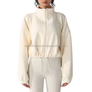 Sweat à capuche à col roulé court pour femmes, sweat-shirt zippé élégant, streetwear d'hiver pour femmes - Product Image 1