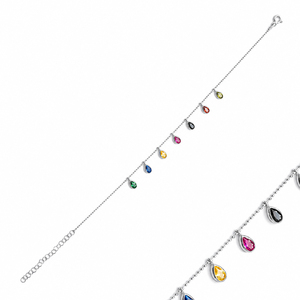 Bijoux fins fabriqués à Istanbul en gros en argent sterling 925 pour dame mélange coloré poire coupe CZ pierre plaqué or rose - Product Image 3