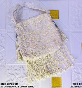 Bridal <b>Potli</b> <b>Bag</b> Beading Solid Pattern 1-1.9L Capacity Dori Closure Ring Strap Multi-Function for Evening Parties-Craftstages - Product Image 3