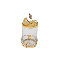 Bocal cylindrique personnalisé en acier inoxydable, écologique, de qualité alimentaire, classique, avec couvercle poli, motif floral doré et blanc, 301-400 ml